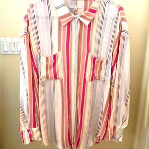 Z Supply Multicolor Striped Button Down Shirt for Beach or Everyday